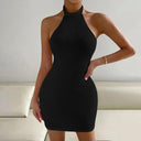 Black Backless Nightclub Bodycon Dress Sleek and Sexy Look Black Backless Nightclub Bodycon Dress Sleek and Sexy Look