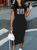 Black Elegance T-Shirt Dress Chic Summer Plus Size Style Black Elegance T-Shirt Dress Chic Summer Plus Size Style