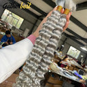 Bulk Brazilian Remy Deep Wave Human Hair Extensions Grey Ginger Brown Bulk Brazilian Remy Deep Wave Human Hair Extensions Grey Ginger Brown