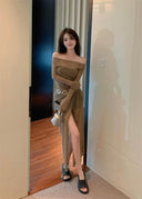 Chic Mesh Off-the-Shoulder Dress Elegance and Allure Chic Mesh Off-the-Shoulder Dress Elegance and Allure