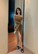 Chic Mesh Off-The-Shoulder Dress Elegance and Allure Chic Mesh Off-The-Shoulder Dress Elegance and Allure