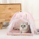 Cozy Cat Tent Bed with Warm Accessories for Feline Comfort Cozy Cat Tent Bed with Warm Accessories for Feline Comfort