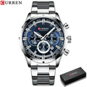 Men's Blue Dial Chronograph Steel Watch Waterproof Men's Blue Dial Chronograph Steel Watch Waterproof
