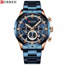 Men's Blue Dial Chronograph Steel Watch Waterproof Men's Blue Dial Chronograph Steel Watch Waterproof