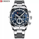Men's Blue Dial Chronograph Steel Watch Waterproof Men's Blue Dial Chronograph Steel Watch Waterproof