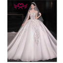 Custom Sequin Lace Satin Wedding Dress With Detachable Sleeves Ball Gown Sparkle Custom Sequin Lace Satin Wedding Dress With Detachable Sleeves Ball Gown Sparkle