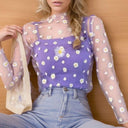 Daisy Mesh Sunscreen Blouse Elegant Women's Fashion Tops Daisy Mesh Sunscreen Blouse Elegant Women's Fashion Tops