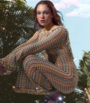 Elegant Backless Maxi Dress with Flared Sleeves Gown Elegant Backless Maxi Dress with Flared Sleeves Gown