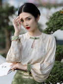Elegant Chinese Cheongsam Dress Retro Spring Autumn Fashion Elegant Chinese Cheongsam Dress Retro Spring Autumn Fashion