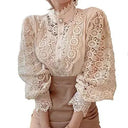 Elegant Floral Lace Blouse for Stylish Office Attire Elegant Floral Lace Blouse for Stylish Office Attire