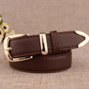Elegant Genuine Leather Belt With Stylish Gold Buckle Elegant Genuine Leather Belt With Stylish Gold Buckle