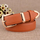 Elegant Genuine Leather Belt With Stylish Gold Buckle Elegant Genuine Leather Belt With Stylish Gold Buckle