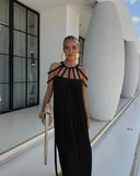 Elegant Lace-Up Maxi Dress for Stylish Evening Parties Elegant Lace-Up Maxi Dress for Stylish Evening Parties