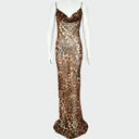 Elegant Leopard Print Suspender Dress for Evening Events Elegant Leopard Print Suspender Dress for Evening Events