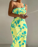 Elegant Ombre One Shoulder Ribbed Bodycon Midi Dress Elegant Ombre One Shoulder Ribbed Bodycon Midi Dress