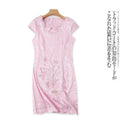 Elegant Summer Satin Cheongsam With Chinese Embroidery Elegant Summer Satin Cheongsam With Chinese Embroidery