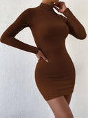 Elegant Turtleneck Pleated Mini Dress For Women 40 To 55 Elegant Turtleneck Pleated Mini Dress For Women 40 To 55