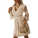 European and American Style Lace Long Sleeves Dress 2024 European and American Style Lace Long Sleeves Dress 2024
