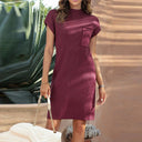 Fashion Pure Color Short Sleeves Dress Female 2024 Summer Fashion Pure Color Short Sleeves Dress Female 2024 Summer