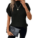 Fashion Turtleneck Short Sleeve Pullover Sweater 2024 Summer Fashion Turtleneck Short Sleeve Pullover Sweater 2024 Summer