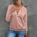 Fashion V-neck Lace-up Drawstring Hooded Sweatshirt for Women Fashion V-neck Lace-up Drawstring Hooded Sweatshirt for Women