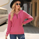 Fashion V-neck Lace-up Drawstring Hooded Sweatshirt for Women Fashion V-neck Lace-up Drawstring Hooded Sweatshirt for Women