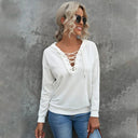 Fashion V-neck Lace-up Drawstring Hooded Sweatshirt for Women Fashion V-neck Lace-up Drawstring Hooded Sweatshirt for Women