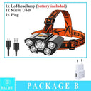 Five Head Headlamp For Outdoor Adventures With LED Lights Five Head Headlamp For Outdoor Adventures With LED Lights