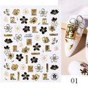 Floral Marble 3D Nail Stickers Spring Manicure Decals Set Floral Marble 3D Nail Stickers Spring Manicure Decals Set