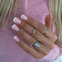 French False Nails Chic Nude White Short Square Tips Glue French False Nails Chic Nude White Short Square Tips Glue