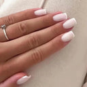 French False Nails Chic Nude White Short Square Tips Glue French False Nails Chic Nude White Short Square Tips Glue