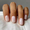 French False Nails Chic Nude White Short Square Tips Glue French False Nails Chic Nude White Short Square Tips Glue