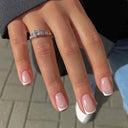 French False Nails Chic Nude White Short Square Tips Glue French False Nails Chic Nude White Short Square Tips Glue