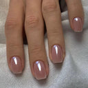 French False Nails Chic Nude White Short Square Tips Glue French False Nails Chic Nude White Short Square Tips Glue