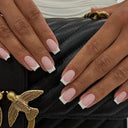 French False Nails Chic Nude White Short Square Tips Glue French False Nails Chic Nude White Short Square Tips Glue