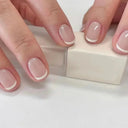 French False Nails Chic Nude White Short Square Tips Glue French False Nails Chic Nude White Short Square Tips Glue