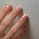 French False Nails Chic Nude White Short Square Tips Glue French False Nails Chic Nude White Short Square Tips Glue