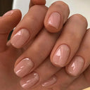 French False Nails Chic Nude White Short Square Tips Glue French False Nails Chic Nude White Short Square Tips Glue