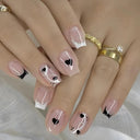French False Nails Chic Nude White Short Square Tips Glue French False Nails Chic Nude White Short Square Tips Glue