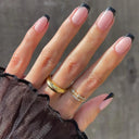 French False Nails Chic Nude White Short Square Tips Glue French False Nails Chic Nude White Short Square Tips Glue