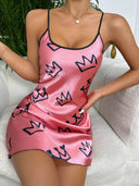 Heart Print Nightdress: Stylish Sleepwear with Criss Cross Back Heart Print Nightdress: Stylish Sleepwear with Criss Cross Back
