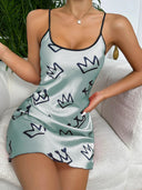 Heart Print Nightdress: Stylish Sleepwear with Criss Cross Back Heart Print Nightdress: Stylish Sleepwear with Criss Cross Back