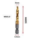 Hex Shank Titanium Plated HSS Tap Drill Bit Set for Metalworking Hex Shank Titanium Plated HSS Tap Drill Bit Set for Metalworking