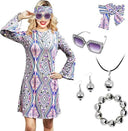 Hippie Disco Dress Set: Vintage Costume Accessories for Women Hippie Disco Dress Set: Vintage Costume Accessories for Women