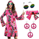 Hippie Disco Dress Set: Vintage Costume Accessories for Women Hippie Disco Dress Set: Vintage Costume Accessories for Women
