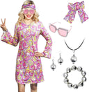 Hippie Disco Dress Set: Vintage Costume Accessories for Women Hippie Disco Dress Set: Vintage Costume Accessories for Women