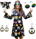Hippie Disco Dress Set: Vintage Costume Accessories for Women Hippie Disco Dress Set: Vintage Costume Accessories for Women