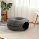 Interactive Donut Cat Bed Tunnel for Two Cats - Durable Felt Interactive Donut Cat Bed Tunnel for Two Cats - Durable Felt