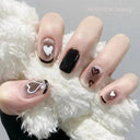 Kawaii Black Heart Coffin False Nail Tips Trendy Nail Kit Kawaii Black Heart Coffin False Nail Tips Trendy Nail Kit