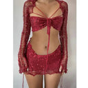 Knit Sequin Skirt Set Glamorous Two Piece Summer Outfit Knit Sequin Skirt Set Glamorous Two Piece Summer Outfit